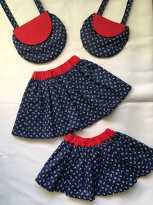 Detské oblečenie - family set "mama a ja" - suknička s červeným pásom - 10210843_
