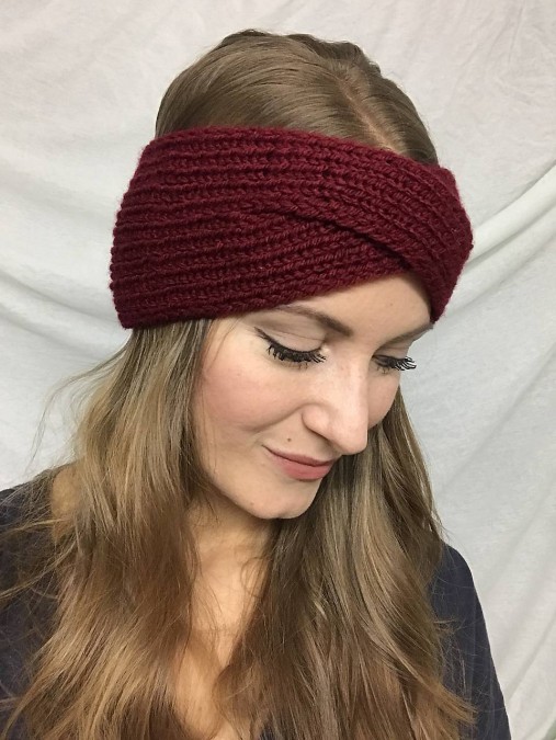 Čiapky, čelenky, klobúky - Čelenka bordová - turban - 10216005_