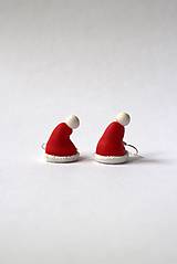 Náušnice - Vianočné náušnice - Mikulášska čiapka | visiace | veľké - 10215936_