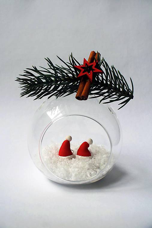 Vianočné náušnice - Mikulášska čiapka | visiace | veľké