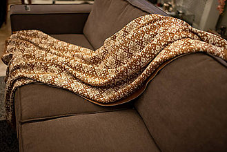 Úžitkový textil - Veľká pletená deka "Nórsky vzor", OEKO-TEX®  (Hnedá) - 10217005_
