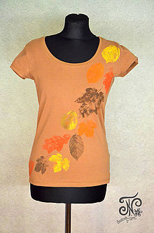 Topy, tričká, tielka - Jeseň vo farbách - dámske tričko (okrové tričko - jeseň) - 10216531_