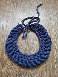 Náhrdelníky - Háčkovaný náhrdelník - golier (Modrá) - 10216966_