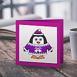 Papiernictvo - Tučniaci v svetríku - vianočné pohľadnice - 10219271_