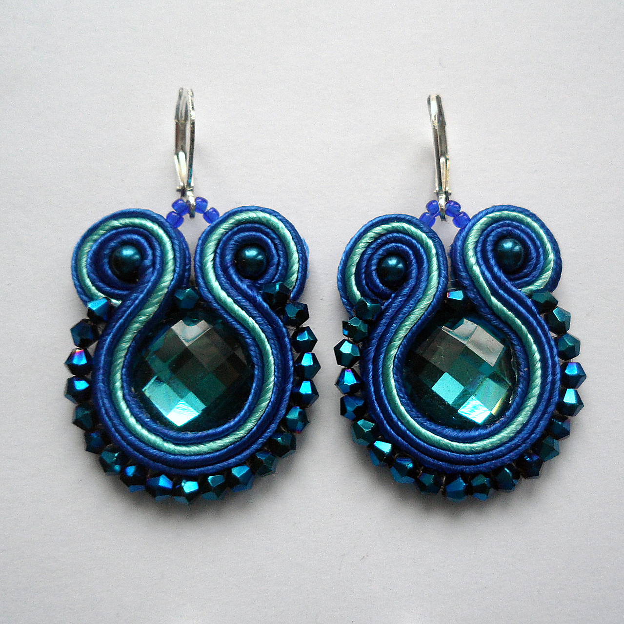 SOUTACHE náušnice (modrá)