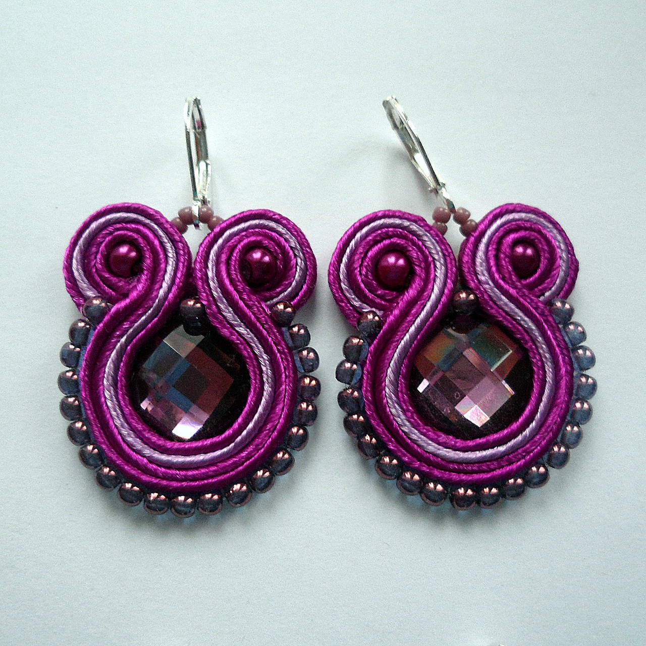 SOUTACHE náušnice (fialová)