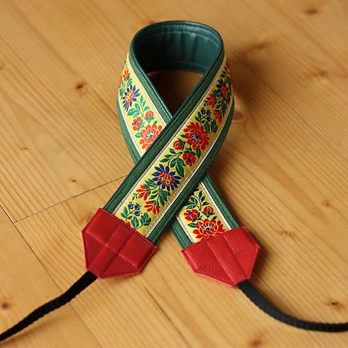Iné doplnky - Popruh na fotoaparát - folklórny žltozelený - 10222891_