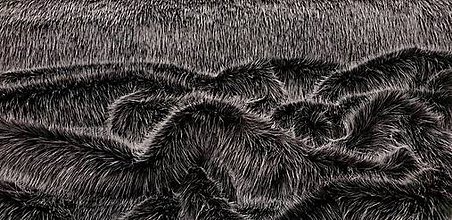 Textil - Kožušina umelá - Čierno - strieborný melír - cena za 10 cm - 10226975_