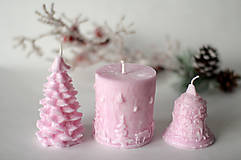 Sviečky - Sada vianočných sviec * s vôňou * (Ružová) - 10226056_