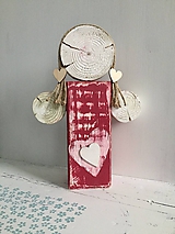 Dekorácie - Anjelik z dreva - 24 cm (Červená) - 10226653_