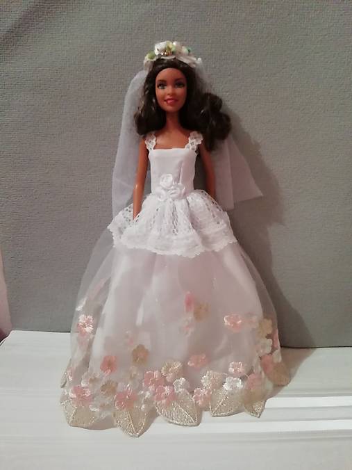  - Svadobné šaty pre bábiku Barbie so závojom  - 10230689_