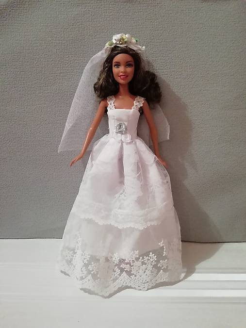  - Svadobné šaty pre bábiku Barbie so závojom  - 10230701_