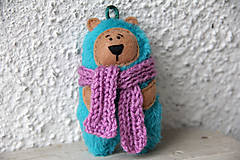 Kľúčenky - Tarik - mini medveď v tyrkysovom kožuchu - 10227862_