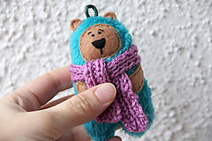 Kľúčenky - Tarik - mini medveď v tyrkysovom kožuchu - 10227864_