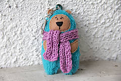 Kľúčenky - Tarik - mini medveď v tyrkysovom kožuchu - 10227865_
