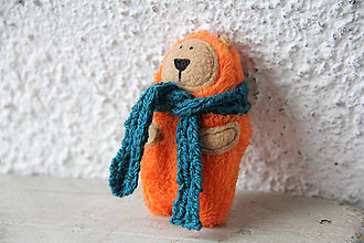 Kľúčenky - Jonas - mini medveď v oranžovom kožuchu - 10227849_