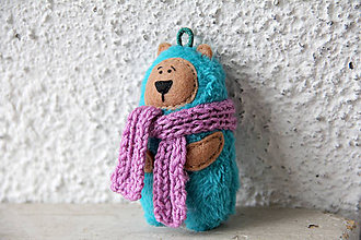 Kľúčenky - Tarik - mini medveď v tyrkysovom kožuchu - 10227860_