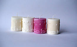 Sviečky - Adventná sada sviečok (Elegant. Biele s radostnou sviečkou) - 10234980_