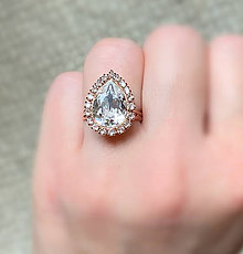 Prstene - prsteň Swarovski, ružové zlato - 10236373_