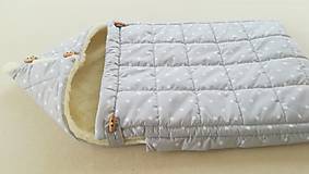 Detský textil - RUNO SHOP fusak pre deti do kočíka 100% ovčie runo MERINO TOP super wash BODKA pastelová šedá - 10238047_