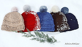 Čiapky, čelenky, klobúky - čiapky s brnbolčekom zľava zo 17,90€ (Modrá) - 10236436_