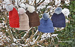 Čiapky, čelenky, klobúky - čiapky s brnbolčekom zľava zo 17,90€ (Modrá) - 10236439_