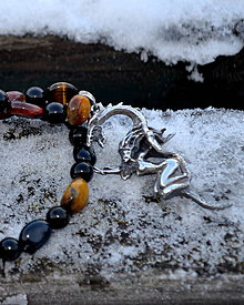 Pánske šperky - Jazdkyňa na drakovi z Ag 925 , tigrie oko náhrdelník - 10243659_