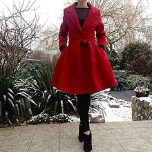 Bundy a kabáty - KARMÍNOVÝ kabát s kolovou sukňou/rôzne farby - 10246291_