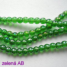 Korálky - CrystaLine Beads™-4mm-1ks (zelená AB) - 10246838_
