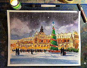 Obrazy - Vianočny Krakow - 10245903_