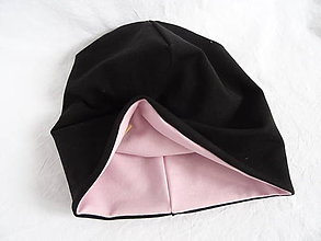 Čiapky, čelenky, klobúky - Obojstranná čiapka ružová/čierna - 10245224_