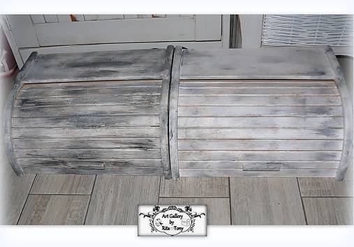 Nádoby - Chlebník "Vintage grey a antracit" - 10248394_