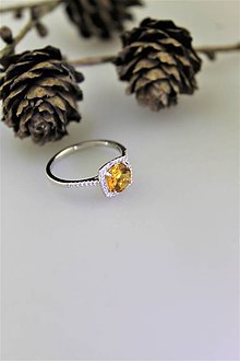 Prstene - citrín prsteň striebro - 10251394_