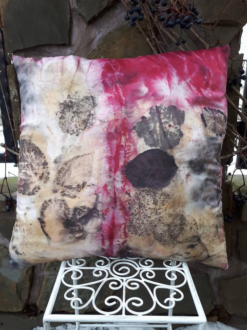 Úžitkový textil - Ecoprint hodvábna obliečka Magenta - 10250352_