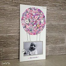 Dekorácie - Gombíkový obraz - Balón s fotkou pastelový (Pink-lilac) - 10251755_