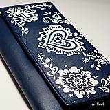 Peňaženky - Kožená peňaženka - modrotlač - 10252835_