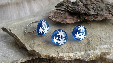 Sady šperkov - Modrá sada so snehovými vločkami - chirurgická oceľ, č. 2527 - 10253231_