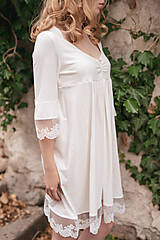 Nočná bielizeň - Dámska nočná košeľa s krajkou z organickej bavlny - 10254118_