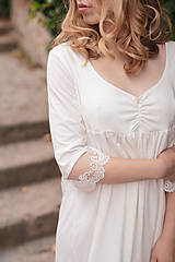 Nočná bielizeň - Dámska nočná košeľa s krajkou z organickej bavlny - 10254119_