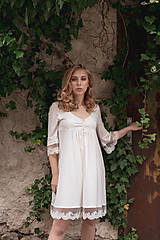 Nočná bielizeň - Dámska nočná košeľa s krajkou z organickej bavlny - 10254139_