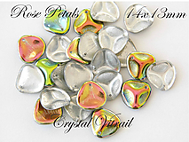 Korálky - Rose Petals 00030/28101 Crystal Vitrail 14x13mm, bal.10ks - 10254215_