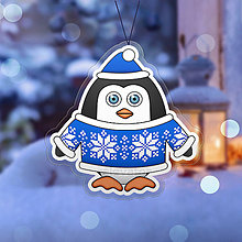 Dekorácie - Vianočná ozdoba tučniačik a hrejivý svetrík (snehové vločky) - 10254058_