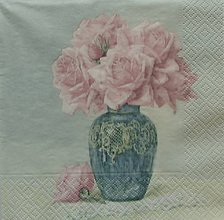 Papier - Servítka - sagen vintage (S1353, kvety, váza) - 10256337_