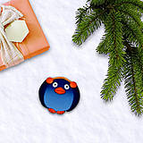 Magnetky - FIMO vianočná magnetka tučniak (chrániče na uši) - 10258051_