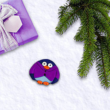 Magnetky - FIMO vianočná magnetka tučniak (košeľa) - 10258059_