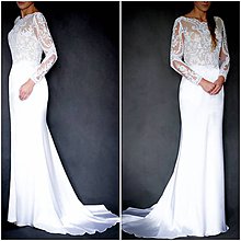 Šaty - Svadobné šaty s dlhým rukávom morská panna - 10258624_