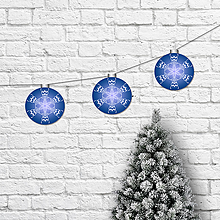 Dekorácie - Girlanda vianočné gule vločky (parížska modrá) - 10258444_