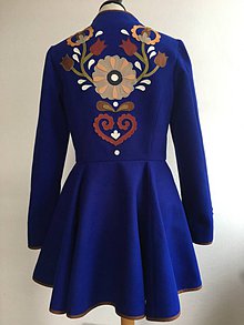 Bundy a kabáty - folk kabát s ornamentami - kráľovsky modrý - 10259295_