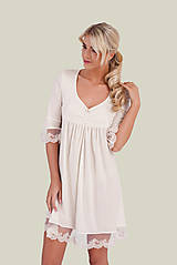 Nočná bielizeň - Dámska nočná košeľa s krajkou z organickej bavlny - 10259498_