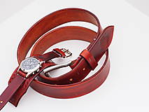 Náramky - Kožený opasok s hodinkami, hnedý náramok - 10260820_